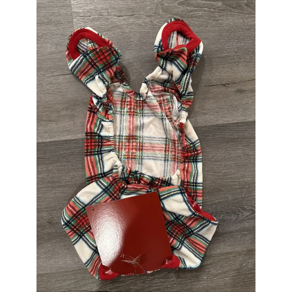 Size Medium Fleece Christmas Pet‎ Pajamas Red And White Plaid